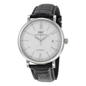 IWC Men's Portofino Automatic (Crocodile) Leather Silver Dial Watch