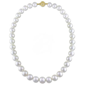 10-13mm South Sea Graduated Pearl Necklace w/14KW 10MM 1/5ct TDW Ball Clap (AA Quality) JMS004659