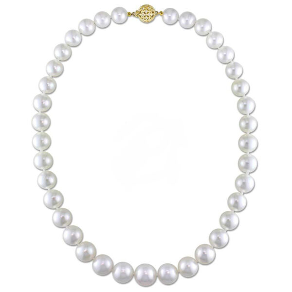 10-13mm South Sea Graduated Pearl Necklace w/14KW 10MM 1/5ct TDW Ball Clap (AA Quality) JMS004659