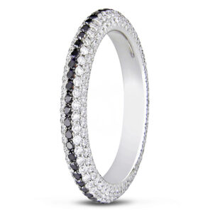 Amour 1-1/4ct TDW 18KW Eternity Ring w/ 0.34ct Black diamonds & 0.96ct White diamonds, G-H SI JMS005588-0600