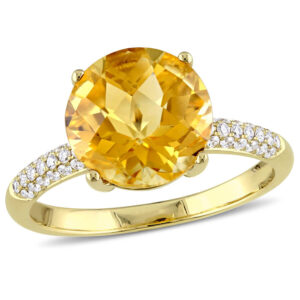 Amour 1/5 CT Diamond TW And 3 1/3 CT TGW Citrine Fashion Ring 14k Yellow Gold GH SI