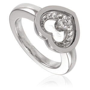 Chopard 18k White Gold Diamond Heart Ring, Size 54