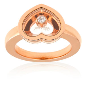 Chopard Ladies Happy Diamonds 18k Rose Gold Diamond Heart Ring, Size 54