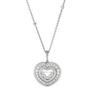 Chopard Ladies White Diamond Heart Pendant Necklace