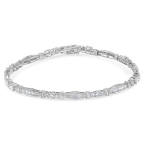 Haus of Brilliance 10K White Gold 3ct TDW Geometric Pattern Diamond Tennis Bracelet (H-I,SI2-I1)