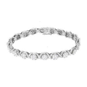 Haus of Brilliance 14K White Gold 6 1/3 cttw Diamond Cluster X-Link Bracelet (I-J, SI2-I1)