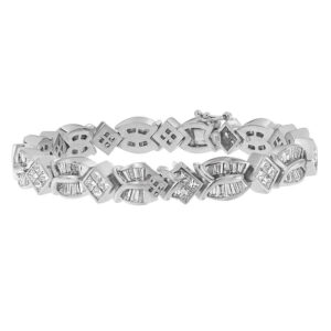 Haus of Brilliance 14K White Gold 8 5/8ct. TDW Princess and Baguette Diamond Geo-Twist Bracelet (G-H,VS1-VS2)