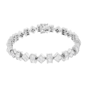 Haus of Brilliance 14K White Gold 9 1/4ct. TDW Princess and Baguette Cut Diamond Modern Link Bracelet (G-H,VS1-VS2)