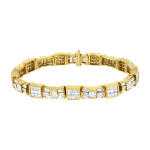 Haus of Brilliance 14K Yellow Gold 9 ct. TDW Princess and Baguette Cut Diamond Bracelet (G-H,VS1-VS2)