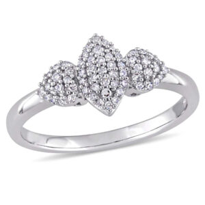 Julianna B 1/5 CT TW Diamond Leaf & Heart Shaped Cluster Ring in 14k White Gold- Size 5