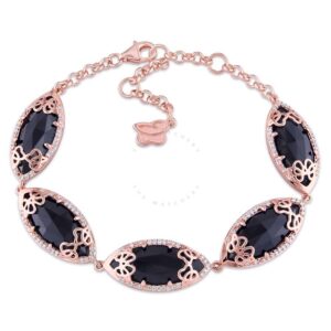 Julianna B Duchesse Black Onyx Diamond Pink Gold-Plated Sterling Silver Bracelet