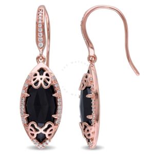 Julianna B Duchesse Black Onyx Diamond Pink Gold-Plated Sterling Silver Dangle Earrings