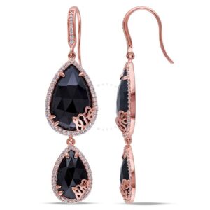 Julianna B Duchesse Black Onyx Diamond Pink Gold-Plated Sterling Silver Dangle Earrings