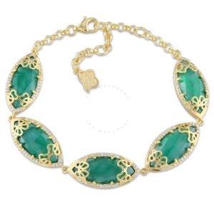 Julianna B Duchesse Green Onyx Diamond Yellow Gold-Plated Sterling Silver Bracelet