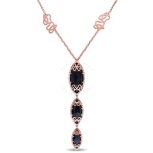 Julianna B Duchesse Pink Gold-Plated Sterling Silver Diamond and Black Onyx Necklace