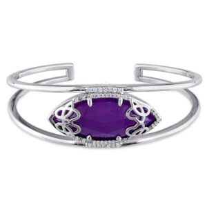 Julianna B Duchesse Purple Chalcedony Diamond Sterling Silver Bangle