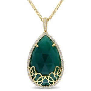 Julianna B Duchesse Yellow Gold-Plated Sterling Silver Green Onyx Diamond Necklace