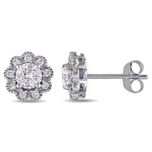 Laura Ashley 1 CT Diamond TW Stud Earrings in 10k White Gold