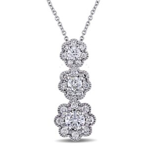 Laura Ashley 1 CT TW Diamond Pendant with Chain in 10k White Gold