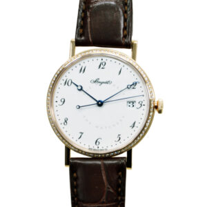 Men's Classique Aalligator Leather White Enamel Dial Watch