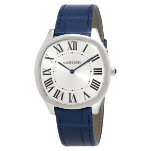 Men's Drive de Cartier Extra-Flat (Alligator) Leather Silver Satin-Brushed Dial Watch