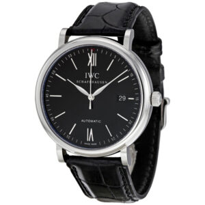 Men's Portofino (Alligator) Leather Black Dial Watch