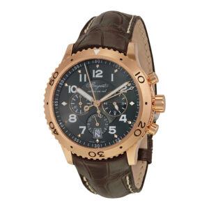 Men's Transatlantique Chronograph Crocodile Leather Ruthenium Dial Watch