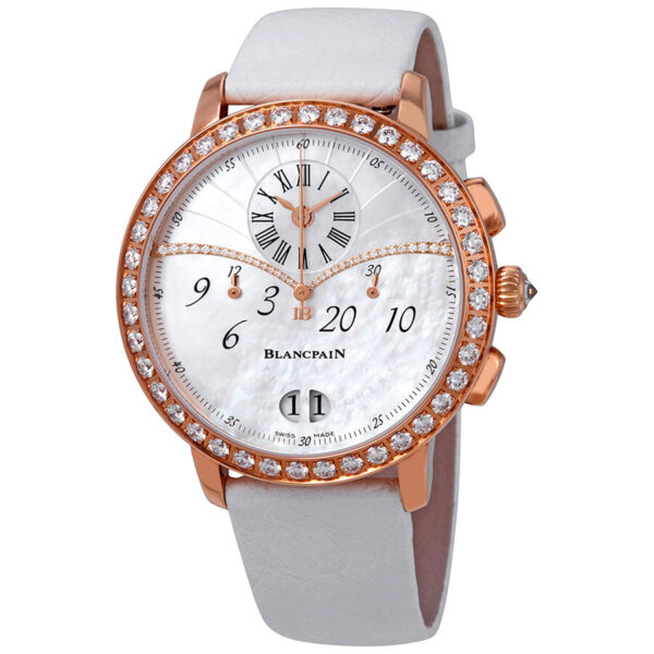 Women's Chronographe Flyback Ostrich Leather Mother of Pearl Dial Watch