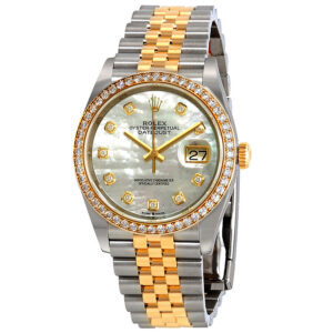 Women's Datejust 36 Stainless Steel and 18kt Yellow Gold Rolex Jubilee Mother of Pearl Dial Watch