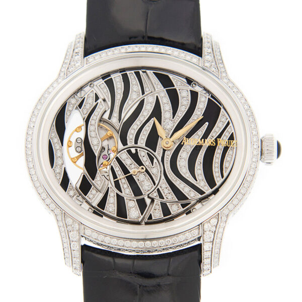 Women's Millenary Alligator Leather Zebra Diamond Pattern Dial Watch