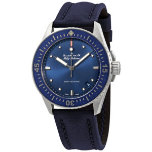 Men's Fifty Fathoms Bathyscaphe Textile (Rubber Backed) Blue Dial Watch